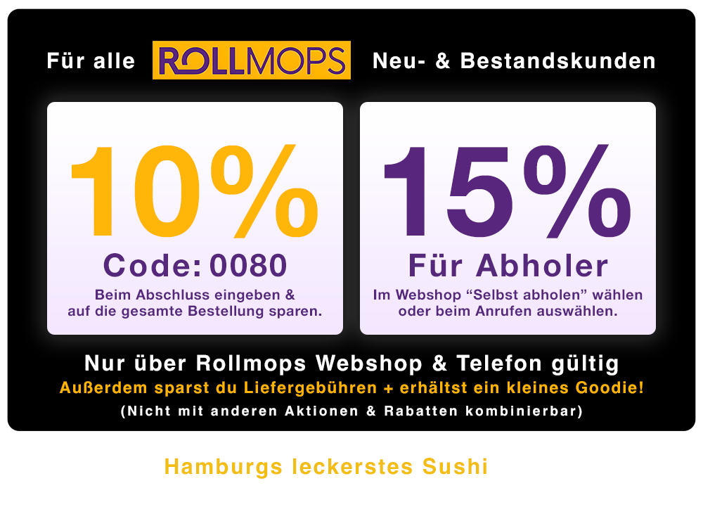 Sushi Hamburg Rabatt Code zum Liefern und Abholen